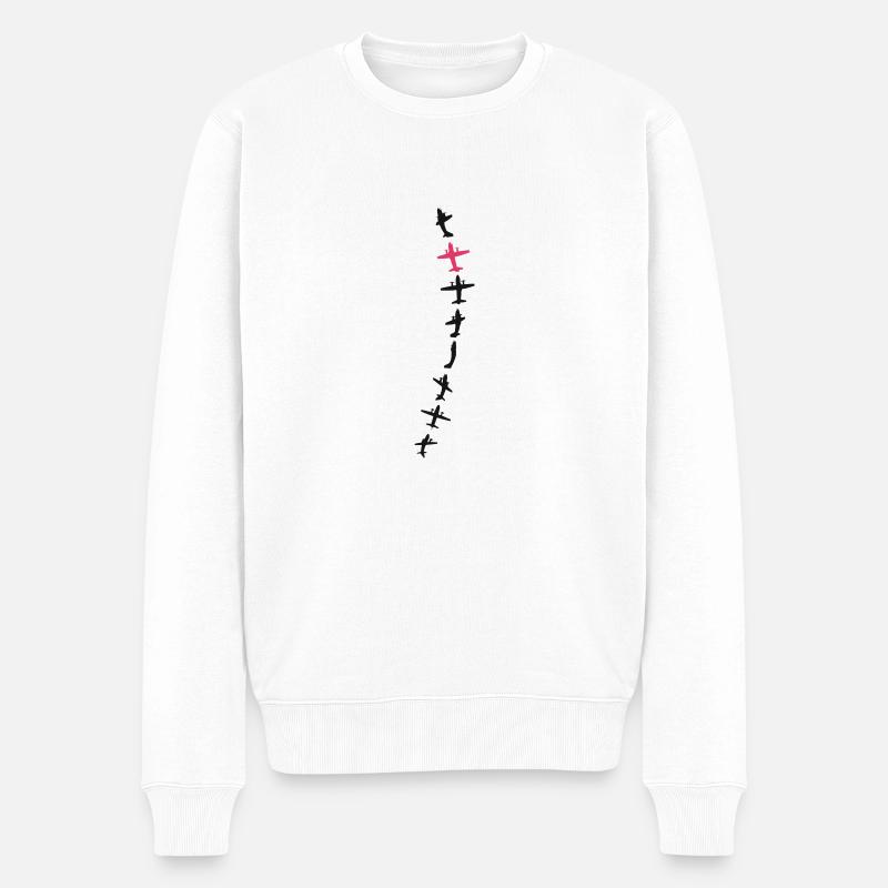 PINKwhite Aircraft - Männer Premium Bio Pullover - Weiß