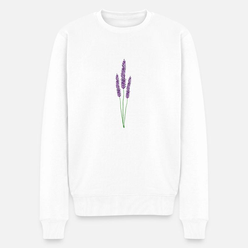 Zweig von Lavendel Provence Nature Violet - Männer Premium Bio Pullover - Weiß