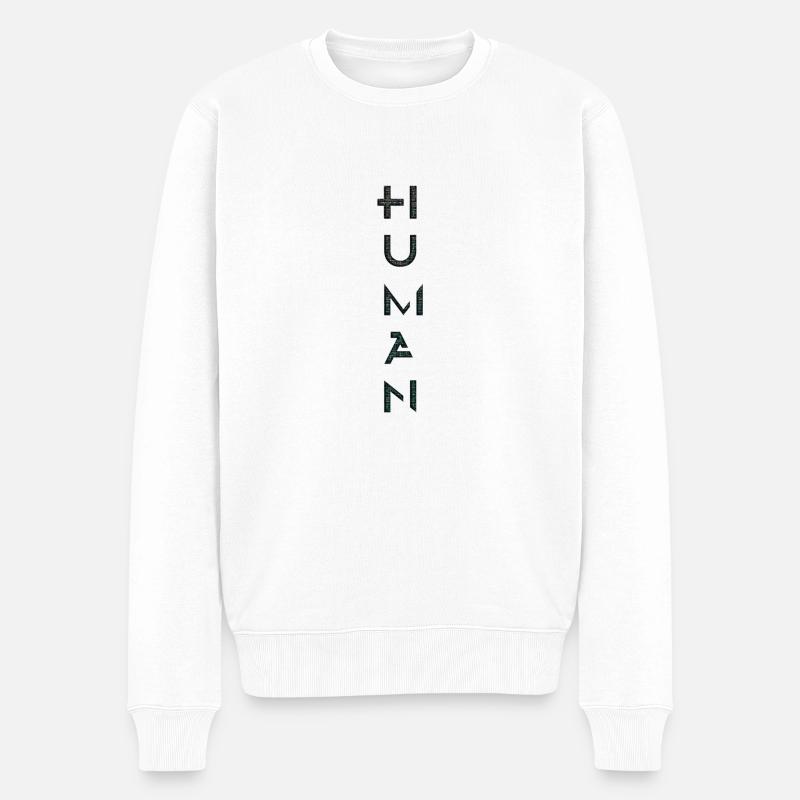 Human - Männer Premium Bio Pullover - Weiß