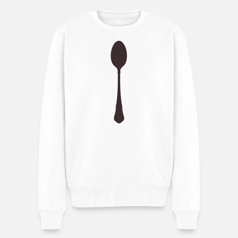 Löffel Besteck - Männer Premium Bio Pullover - Weiß