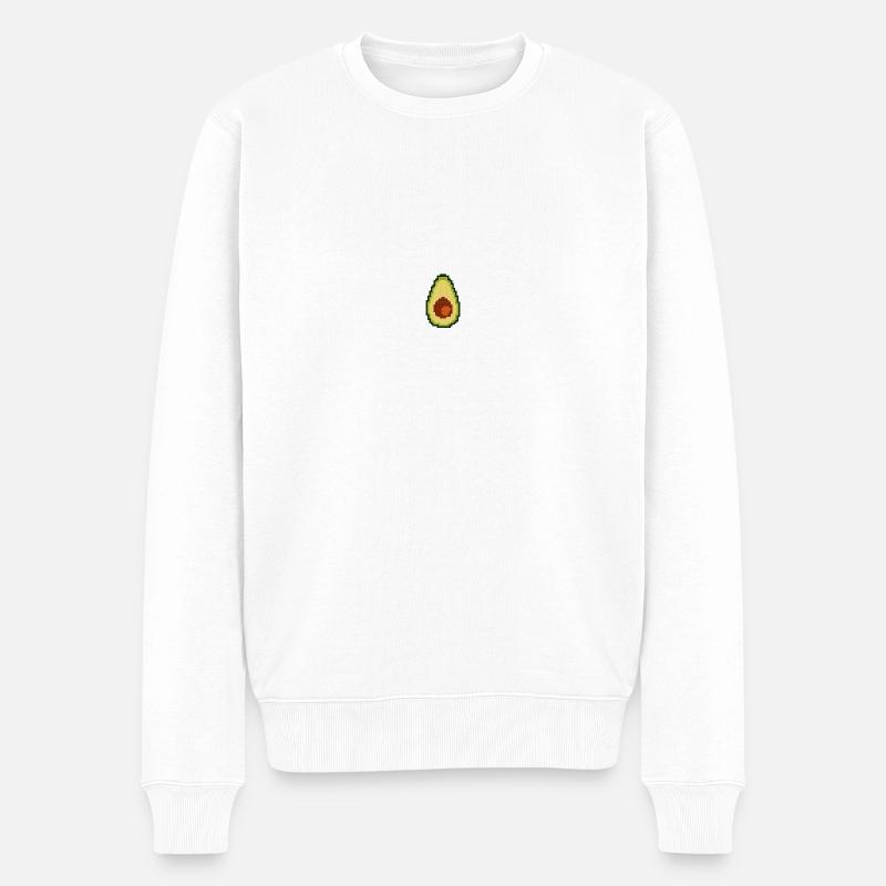 Pixel Avocado Klein - Männer Premium Bio Pullover - Weiß