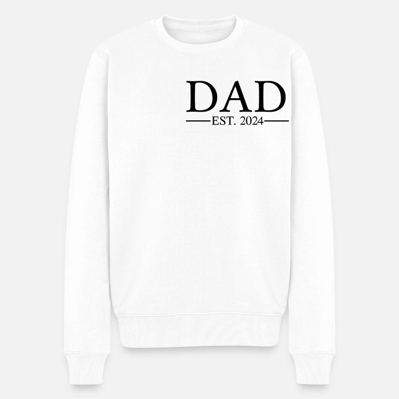 Dad EST 2024 - Männer Premium Bio Pullover - Weiß