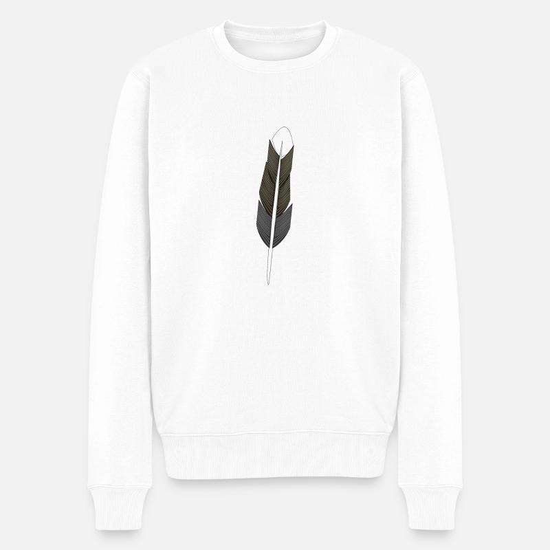 Feder - Hoffnung - Feather - Männer Premium Bio Pullover - Weiß