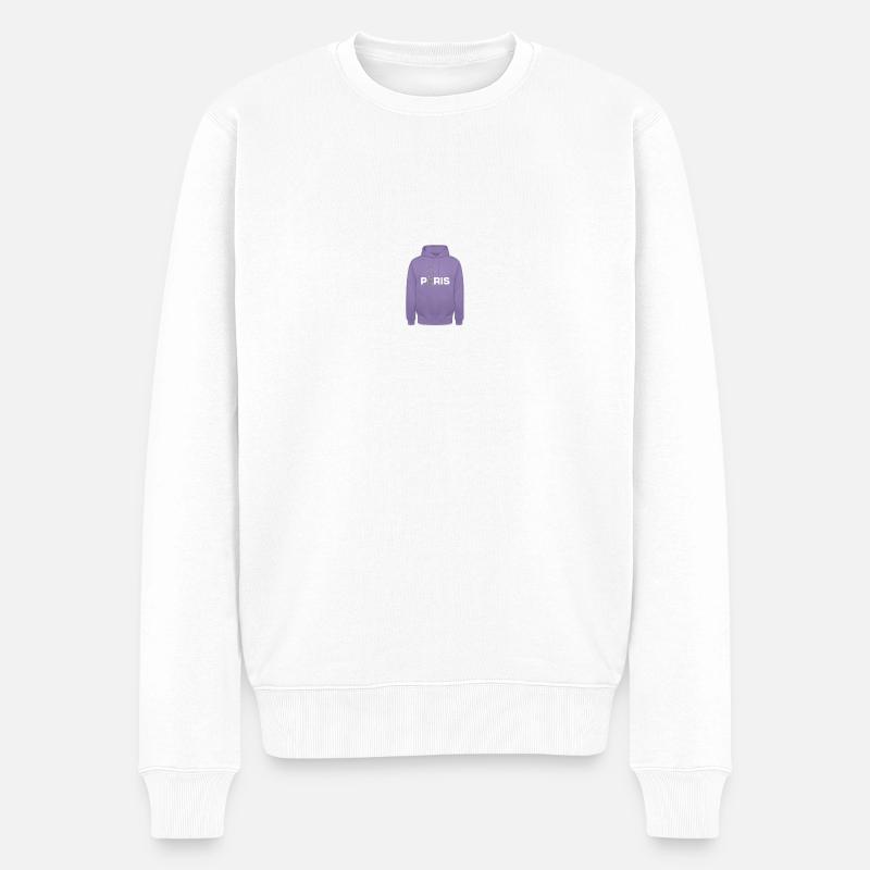 Paris Hoodie mit Eiffelturm - Männer Premium Bio Pullover - Weiß