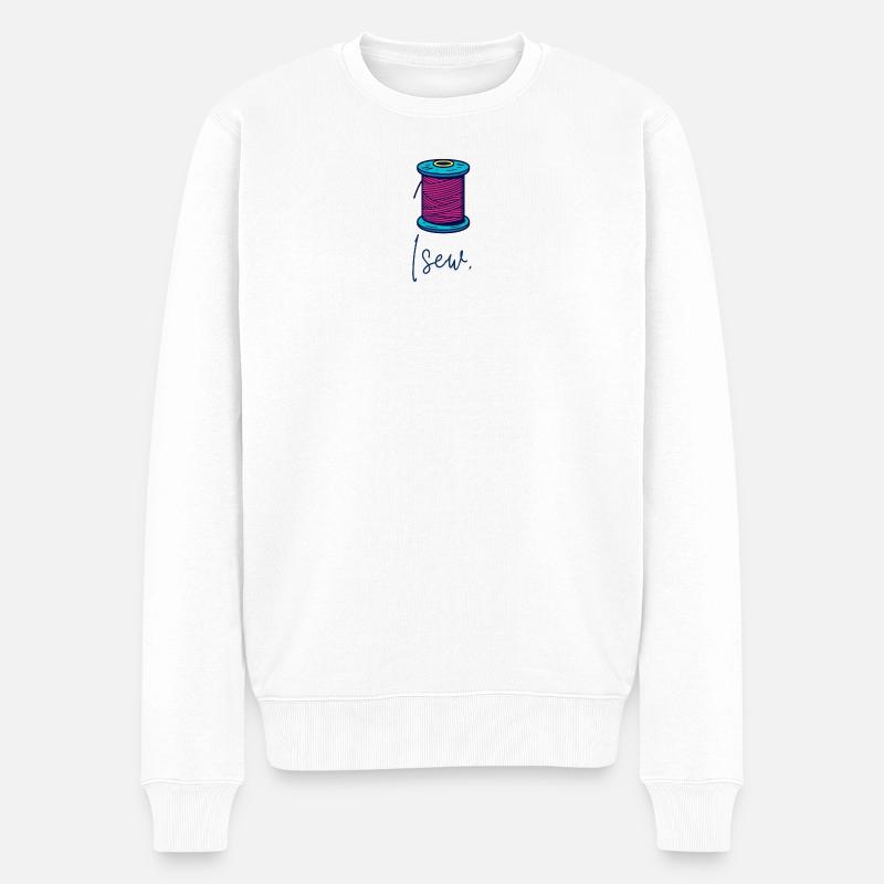 Nähgarn Kunstmotiv - Männer Premium Bio Pullover - Weiß