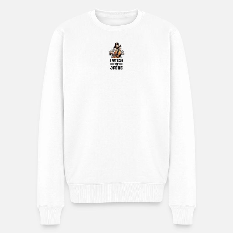 Ich spiele Cello für Jesus - Männer Premium Bio Pullover - Weiß