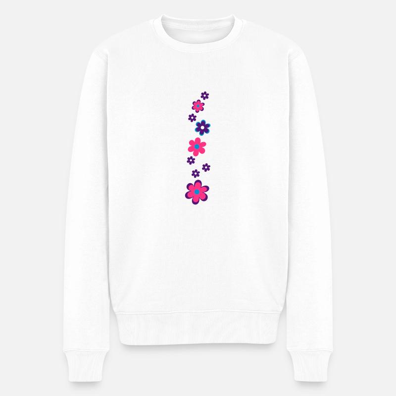 Blumenmuster - Männer Premium Bio Pullover - Weiß