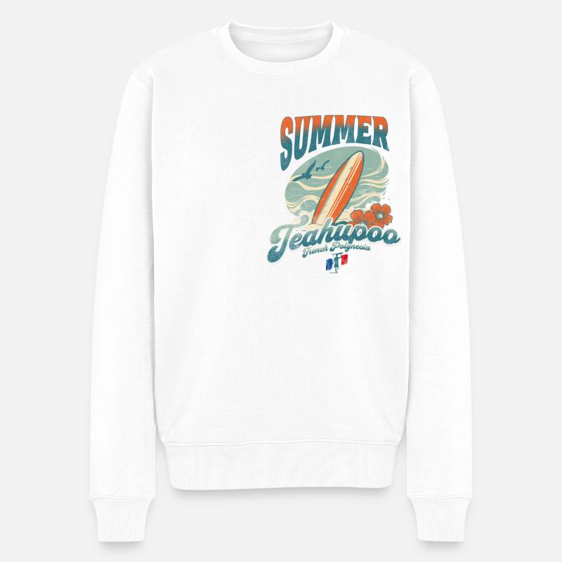 Summer Vibes 2024 Teahupoo - Männer Premium Bio Pullover - Weiß