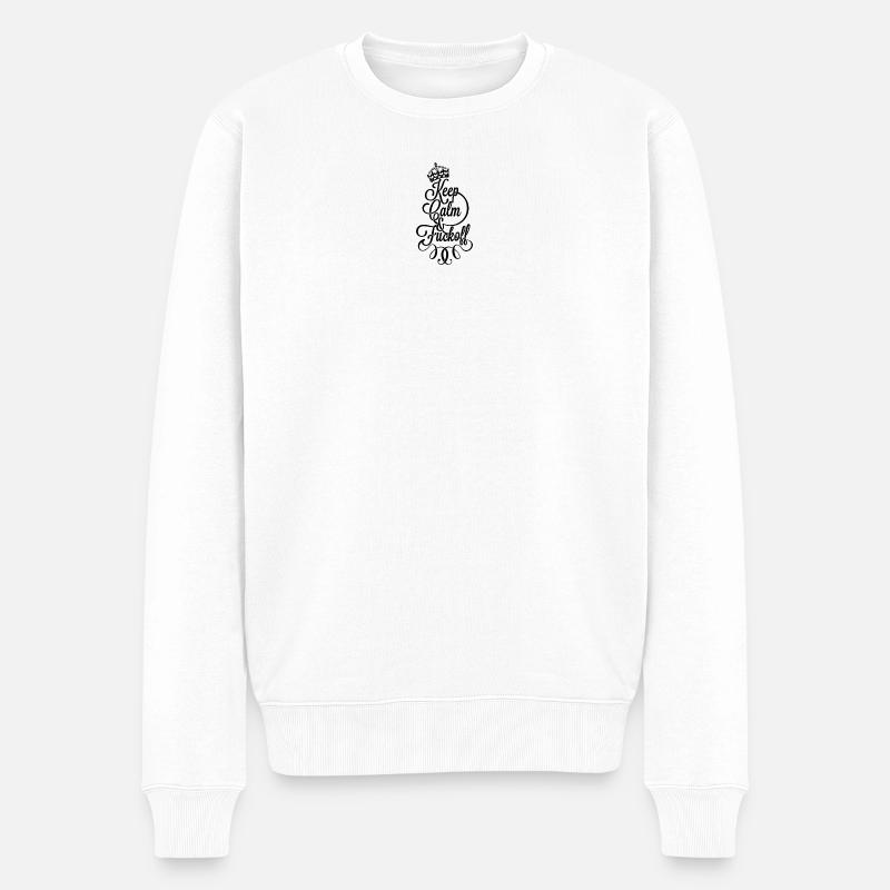 Restez calme et fu.. De - Pull Premium bio Homme - blanc