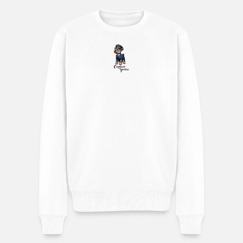 Yorkshire Terrier Pilot - Männer Premium Bio Pullover - Weiß