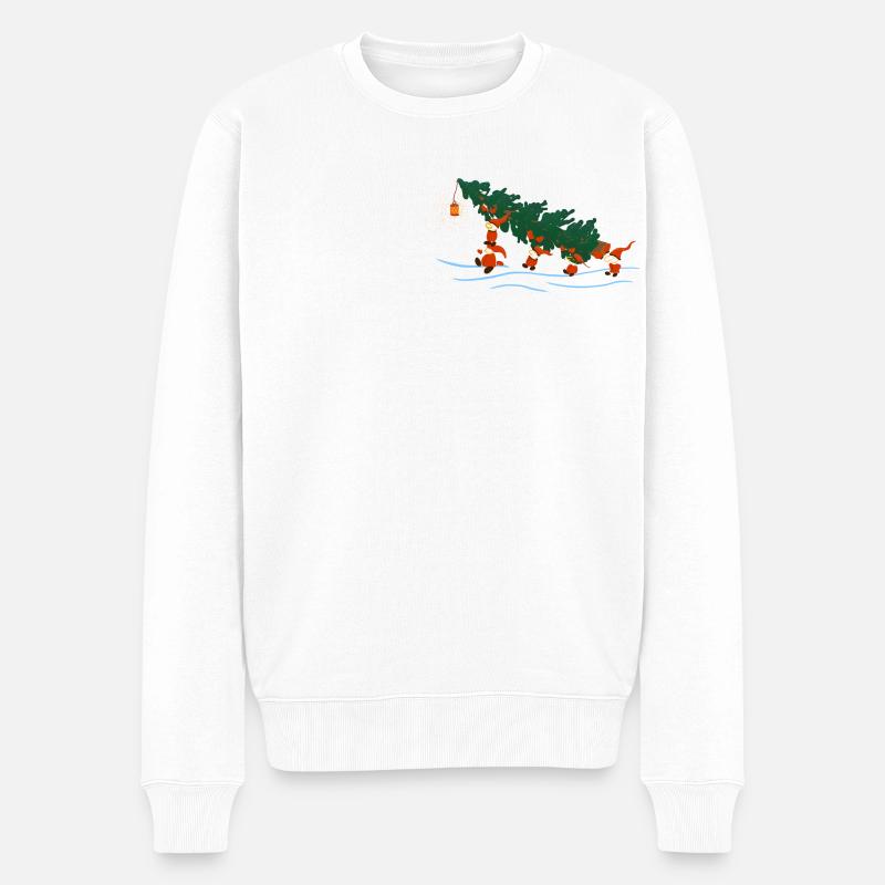 Elfen mit Fichte - Männer Premium Bio Pullover - Weiß