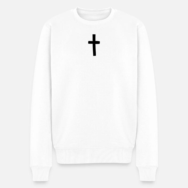 Kreuz - Männer Premium Bio Pullover - Weiß