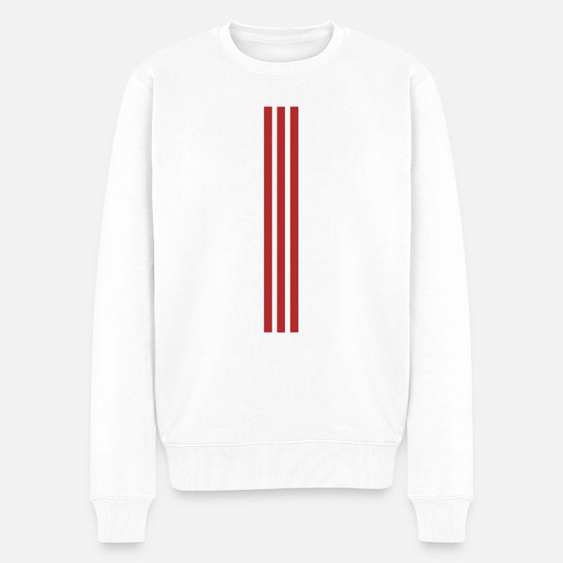 3 rote Balken - Männer Premium Bio Pullover - Weiß