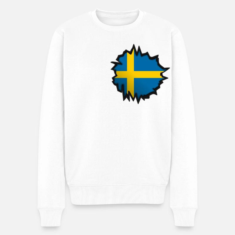 Drapeau suédois dans un trou - Pull Premium bio Homme - blanc