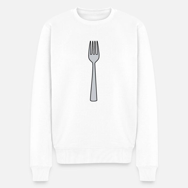 Gabel Besteck - Männer Premium Bio Pullover - Weiß