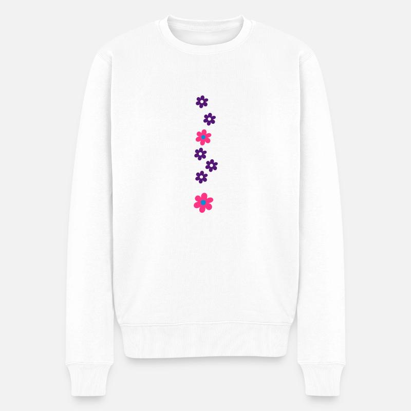 Blumenmuster - Männer Premium Bio Pullover - Weiß