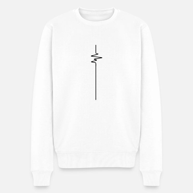 FREQUENCE (vertikal) - FREQUENCY - FREQUENZ - BEAT - Männer Premium Bio Pullover - Weiß