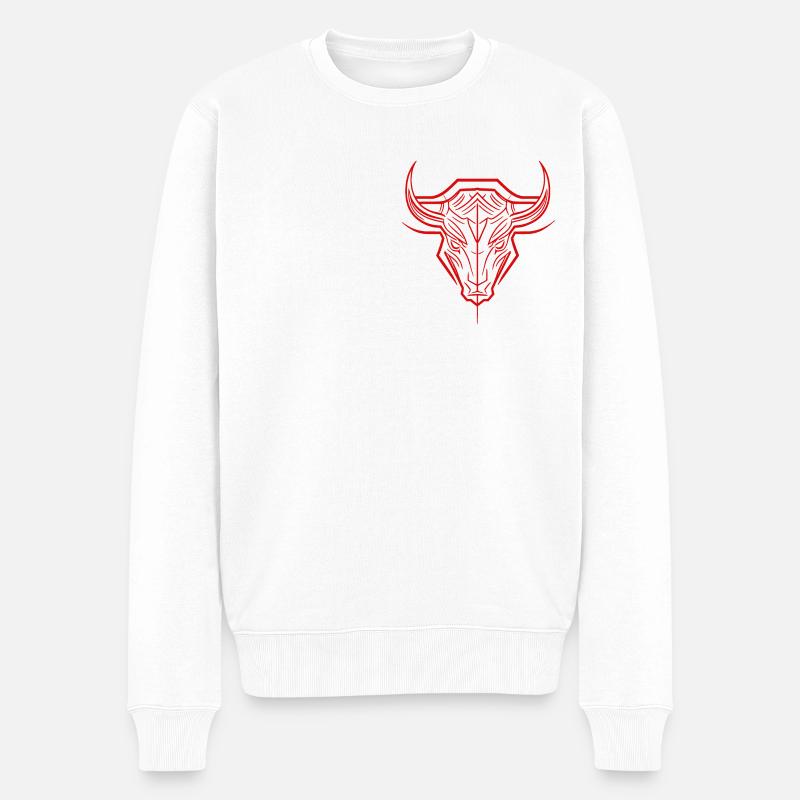 Crâne de taureau rouge - Pull Premium bio Homme - blanc