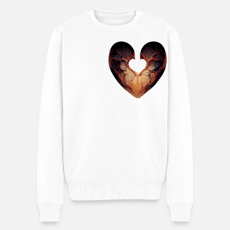 Herz innen - Männer Premium Bio Pullover - Weiß