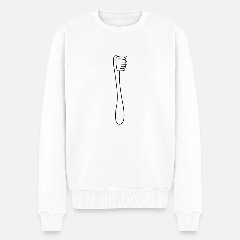 Toothbrush - Männer Premium Bio Pullover - Weiß