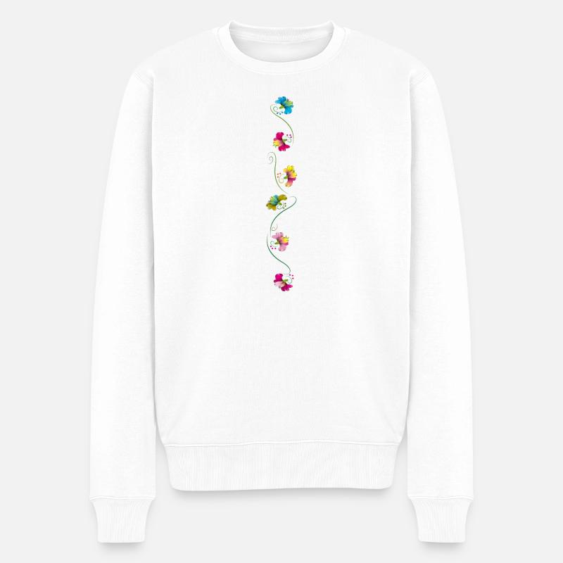 Blumenranke, Flowers - Männer Premium Bio Pullover - Weiß