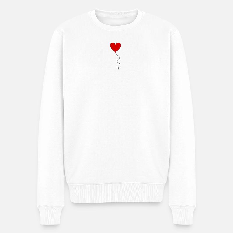 Valentinstag Rotes Herz, Valentinstag - Männer Premium Bio Pullover - Weiß
