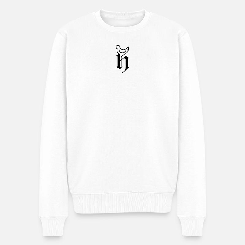 Logo Huhn schwarz - Männer Premium Bio Pullover - Weiß