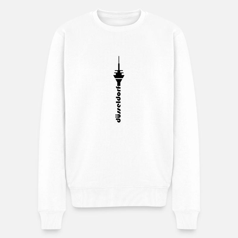 Düsseldorf Fernsehturm Schrift - Männer Premium Bio Pullover - Weiß