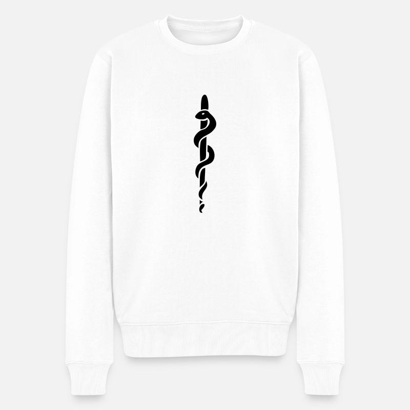 bâton d'Asclépios Esculape médecin - Pull Premium bio Homme - blanc