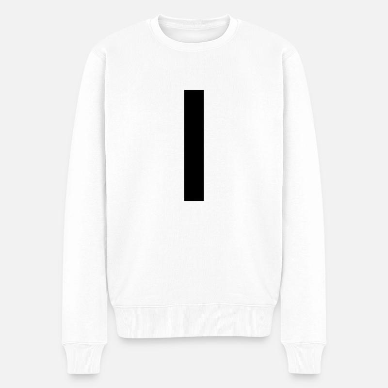 STRICH - Hochstrich - Ein vertikaler Strich - LINE - Männer Premium Bio Pullover - Weiß