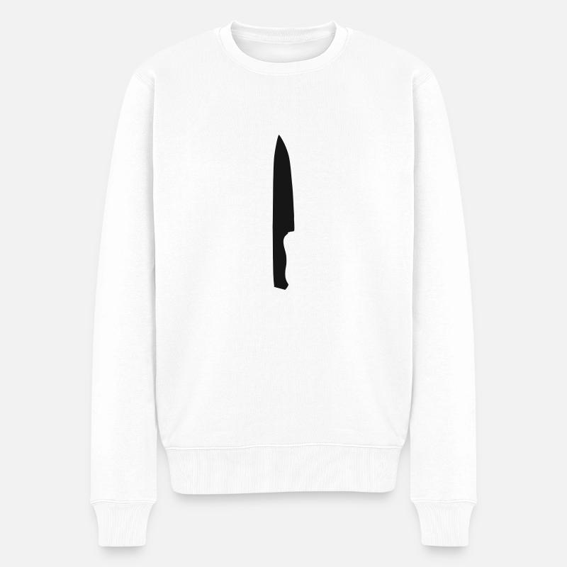 Messer-Silhouette - Männer Premium Bio Pullover - Weiß