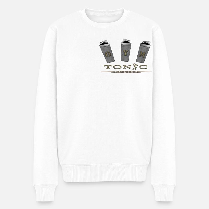 GYM TONIC - Männer Premium Bio Pullover - Weiß