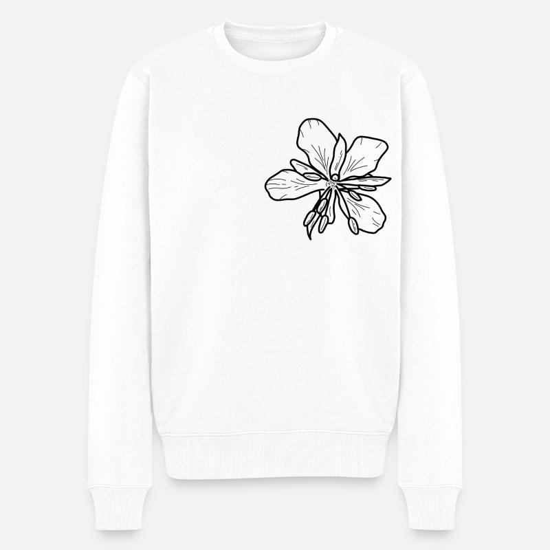 Weidenrose minimalistisch - Männer Premium Bio Pullover - Weiß