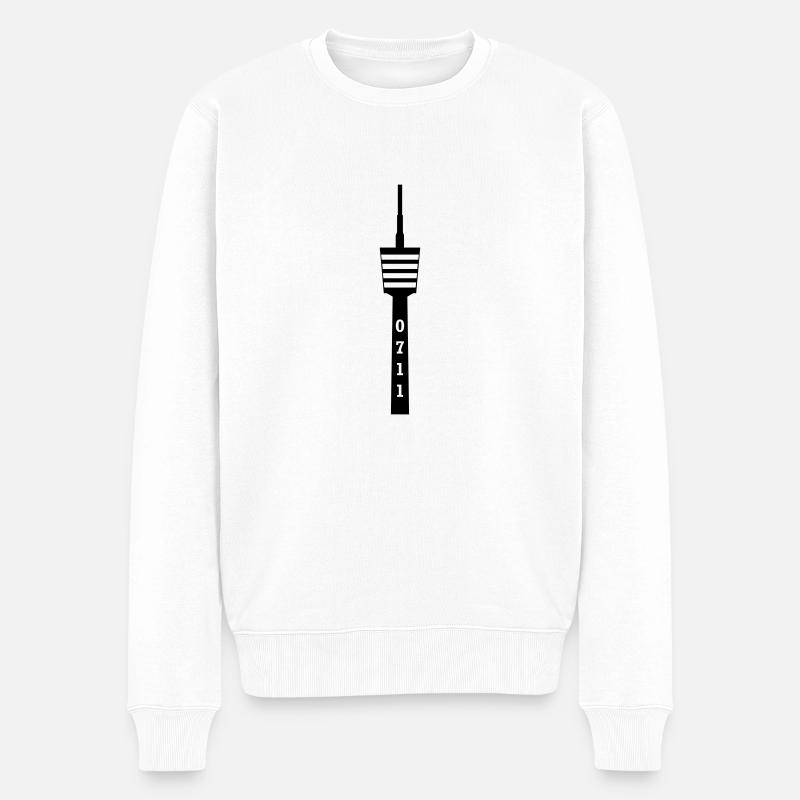Fernsehturm0711 - Männer Premium Bio Pullover - Weiß