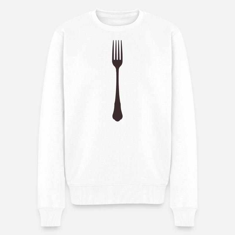 Gabel Silhouette - Männer Premium Bio Pullover - Weiß