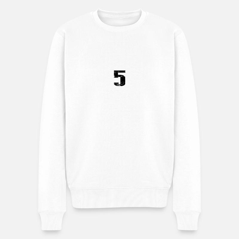 5 Zahl Trikot - Männer Premium Bio Pullover - Weiß