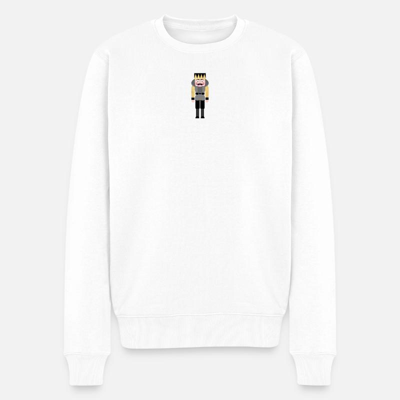 Nussknacker Gold Wellen Weihnachten Deko Tradition - Männer Premium Bio Pullover - Weiß