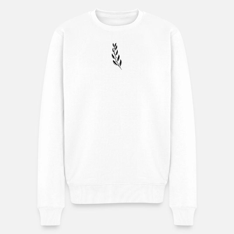 Magnolien Zweig - Männer Premium Bio Pullover - Weiß