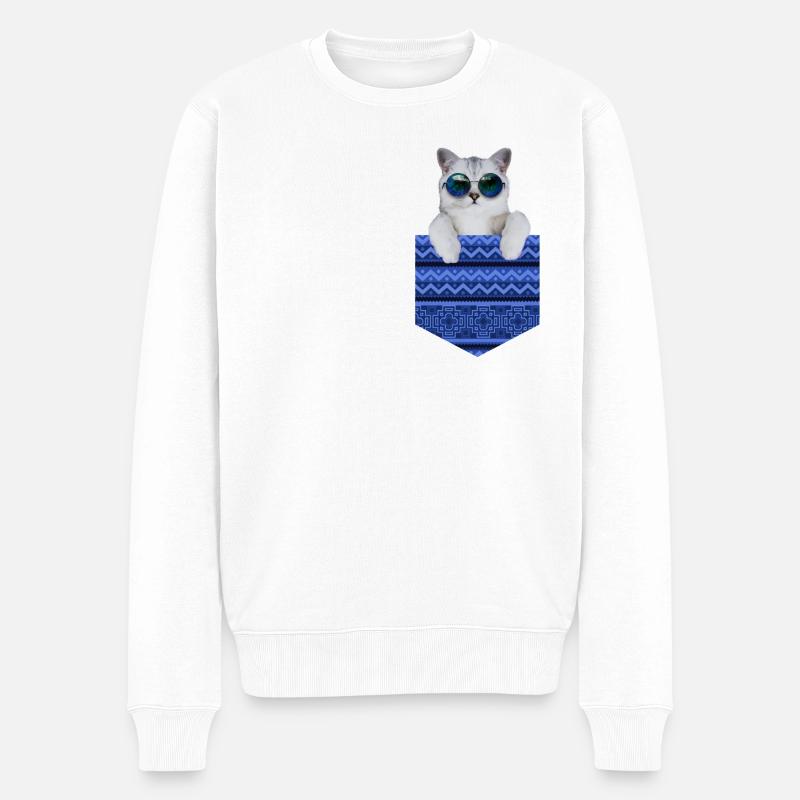 cat in a pocket - Pull Premium bio Homme - blanc