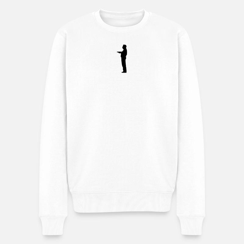 Kellner Butler Schattenfigur - Männer Premium Bio Pullover - Weiß