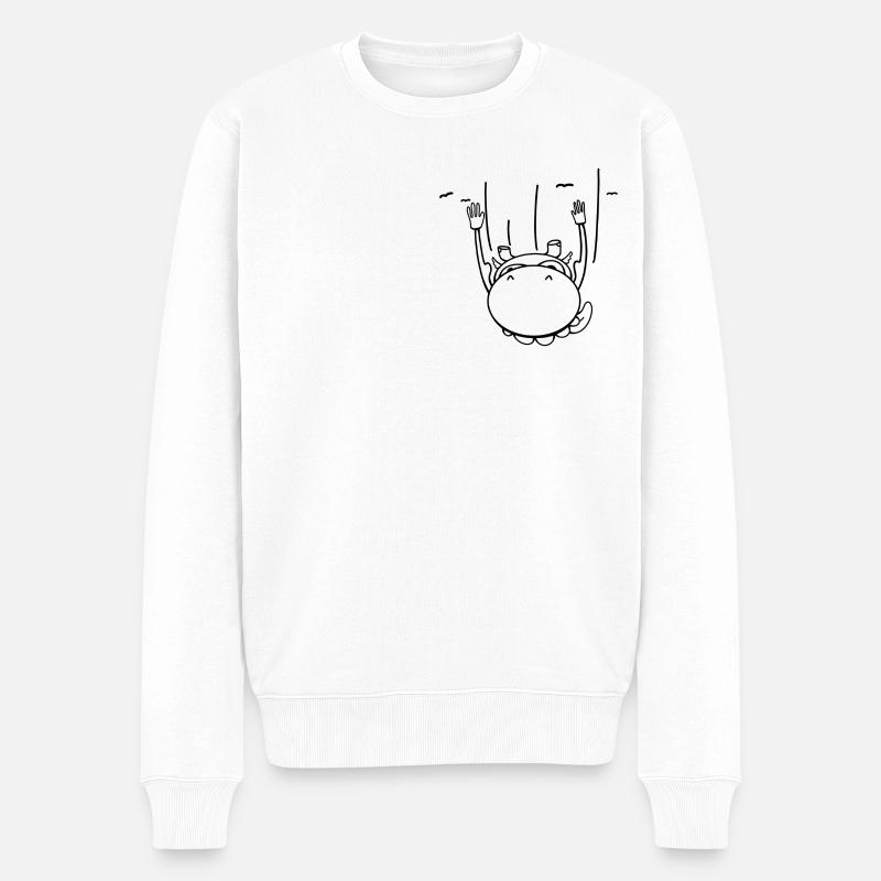 Flying Hippo - Männer Premium Bio Pullover - Weiß