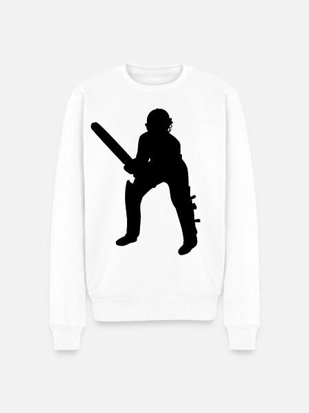 Cricket Batsman Batter Black - Men's Premium Organic Jumper - white