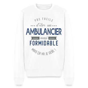 ambulancier Cadeau papa ambulancier formidable - Pull Premium bio Homme - blanc - Devant - Thijin (182cm)
