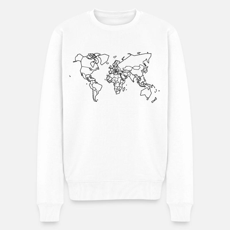 Weltkarte - Männer Premium Bio Pullover - Weiß