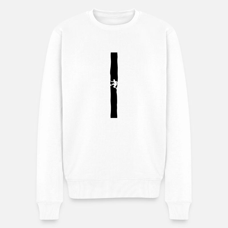 Kletterer im Kamin - Männer Premium Bio Pullover - Weiß