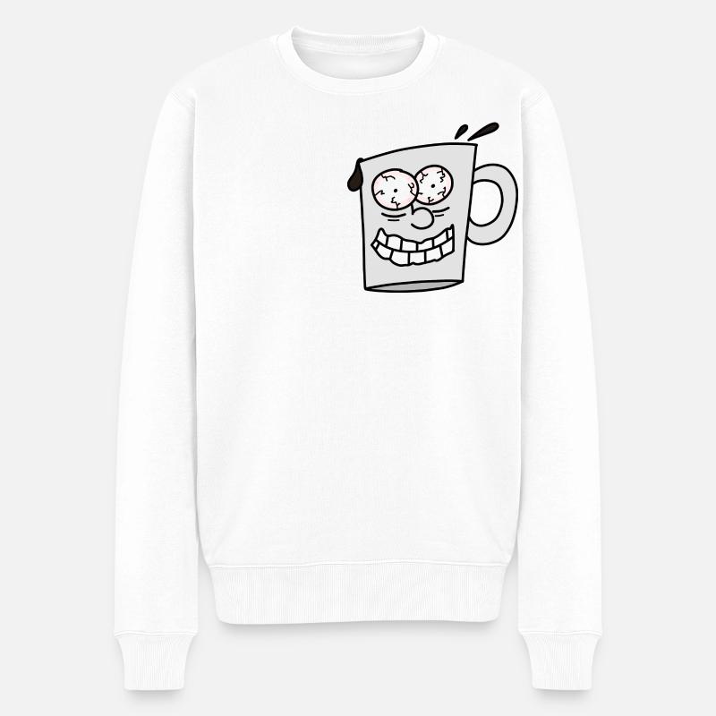 Kaffee Junkie - Männer Premium Bio Pullover - Weiß