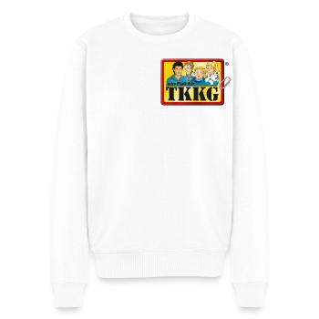 TKKG Logo Ein Fall Für TKKG Brustmotiv - Männer Premium Bio Pullover - Weiß - Vorne - Thijin (182cm)