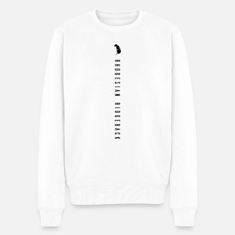 Rhodesian Ridgeback Schriftzug - vertikal - Männer Premium Bio Pullover - Weiß