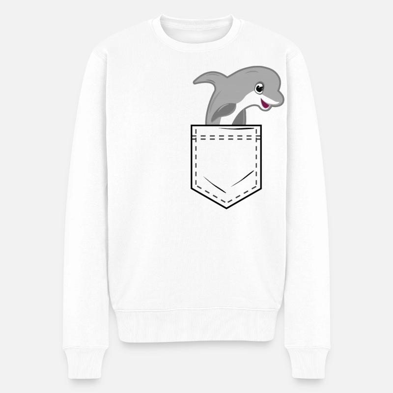 Poche de chemise avec dauphin mignon - Pull Premium bio Homme - blanc