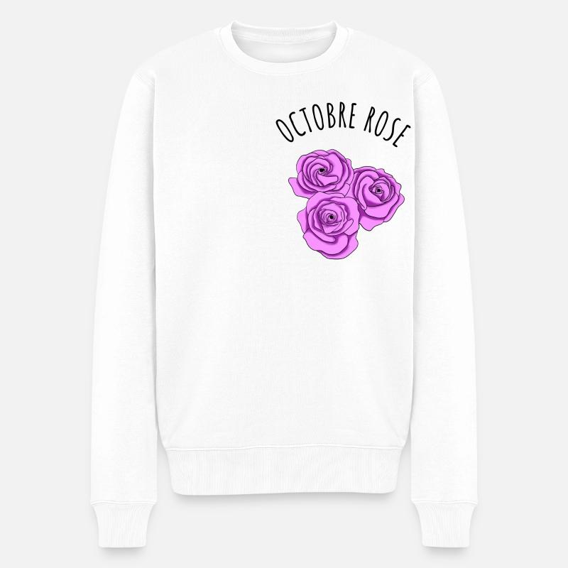 Rosa Oktoberrosen - Männer Premium Bio Pullover - Weiß